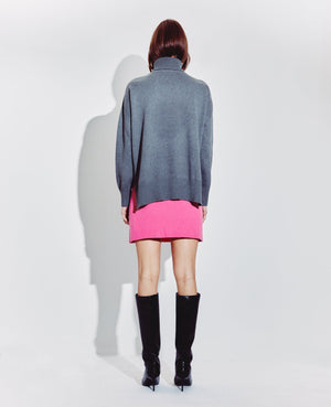 Embellished Cutout Polo Neck Sweater in Steel