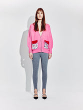 Load image into Gallery viewer, Oversized Cardigan with Velvet and Sequin Pockets in Magenta
