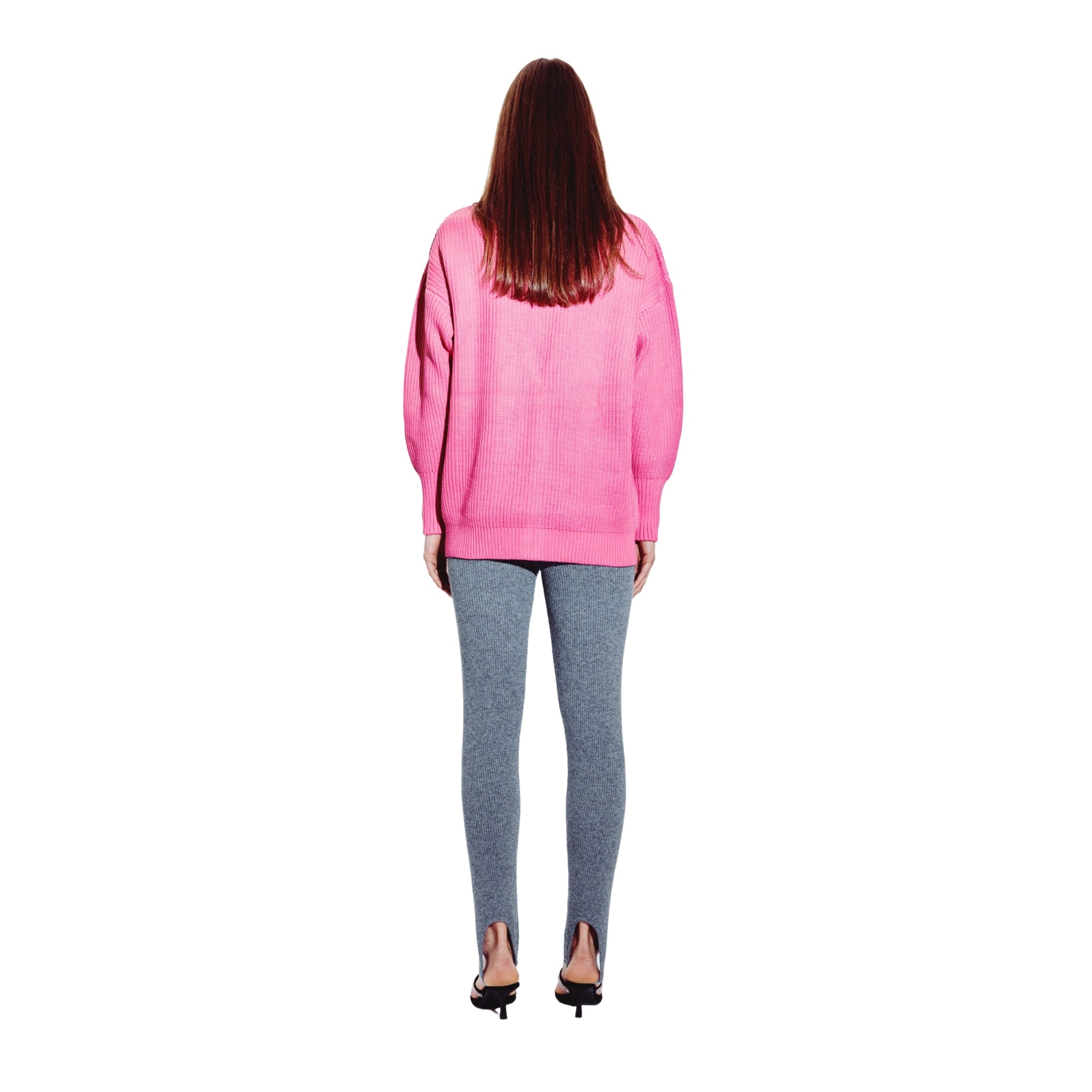 Oversized Cardigan with Velvet and Sequin Pockets in Magenta
