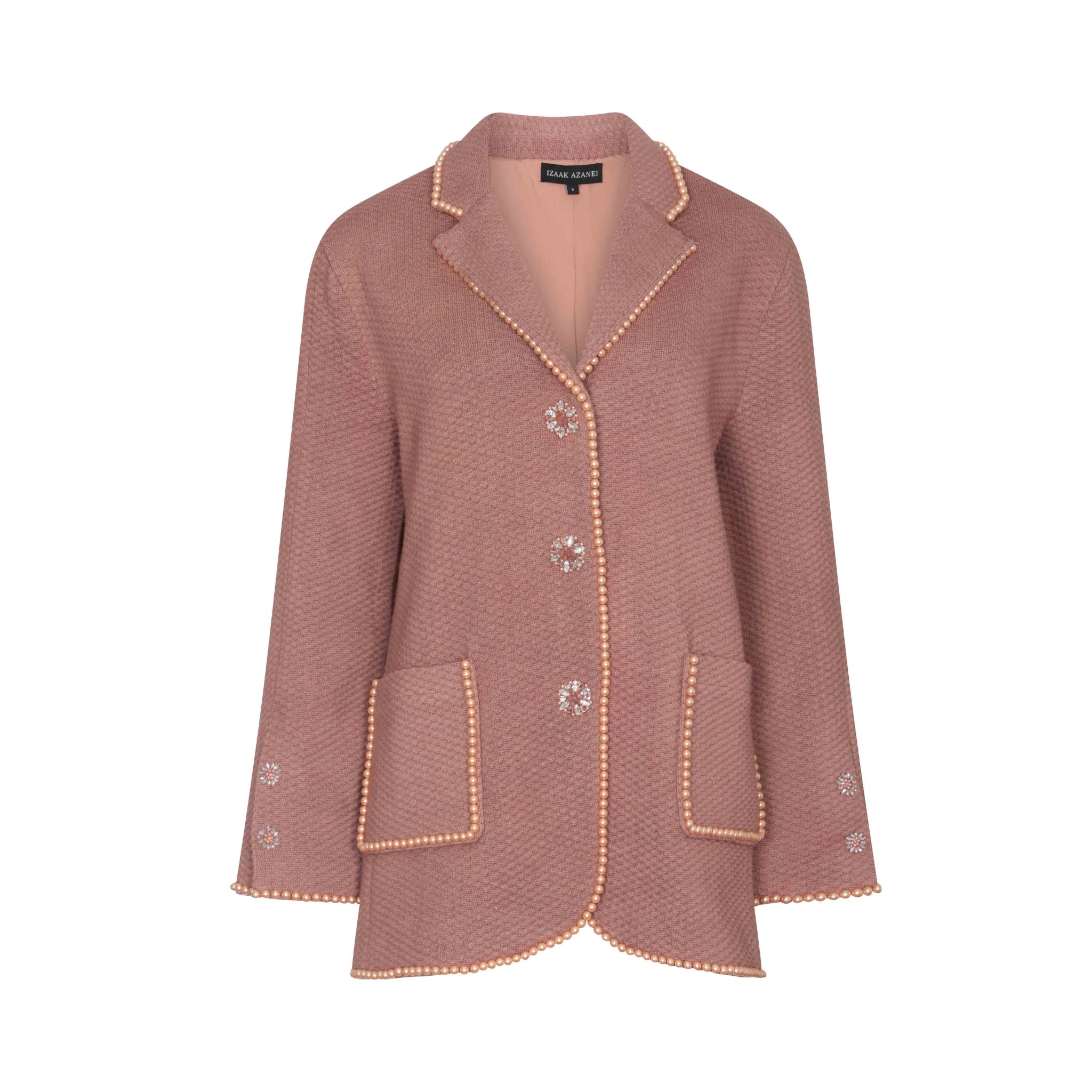 Pearl Fringed Coat & Scarf in Mocha