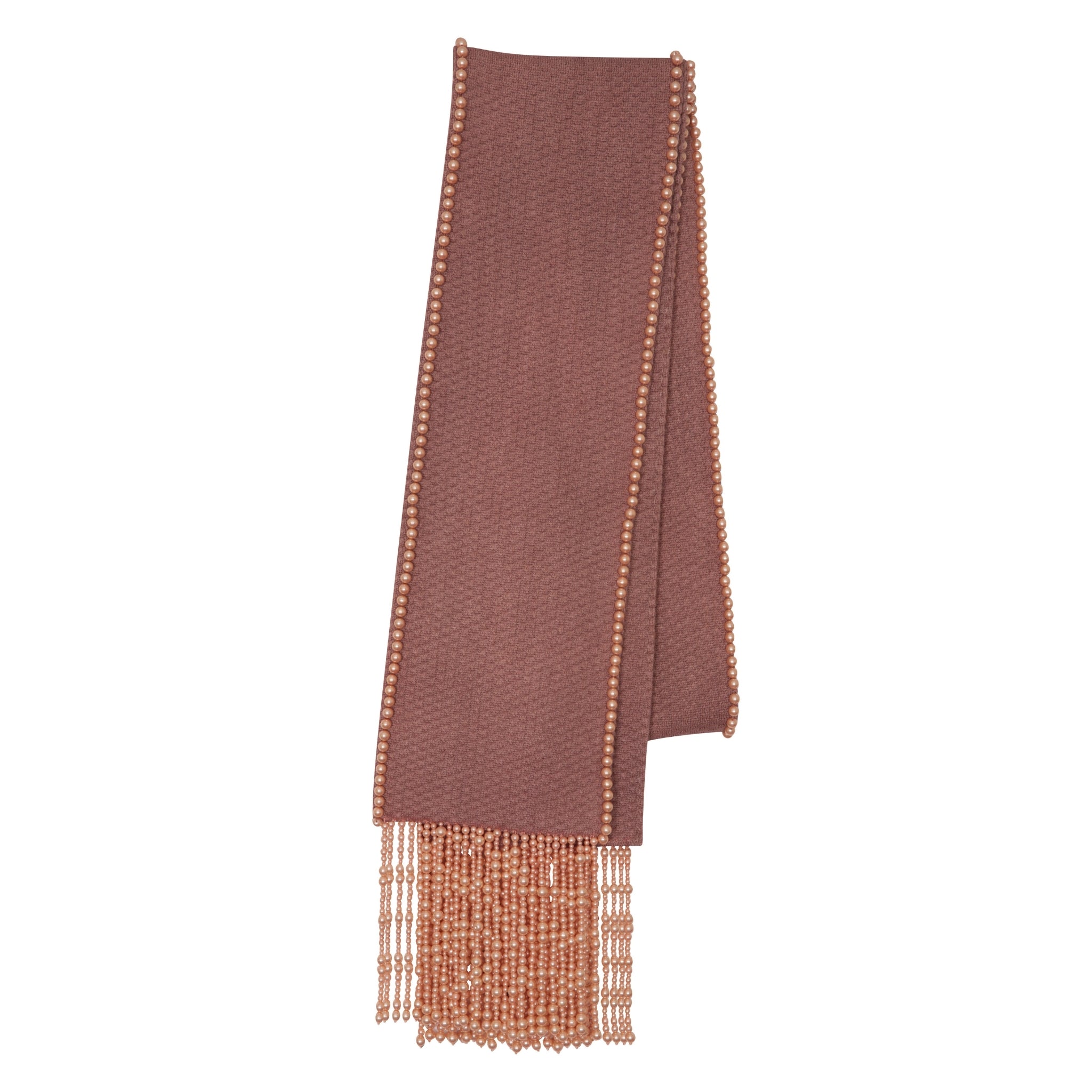 Pearl Fringed Coat & Scarf in Mocha