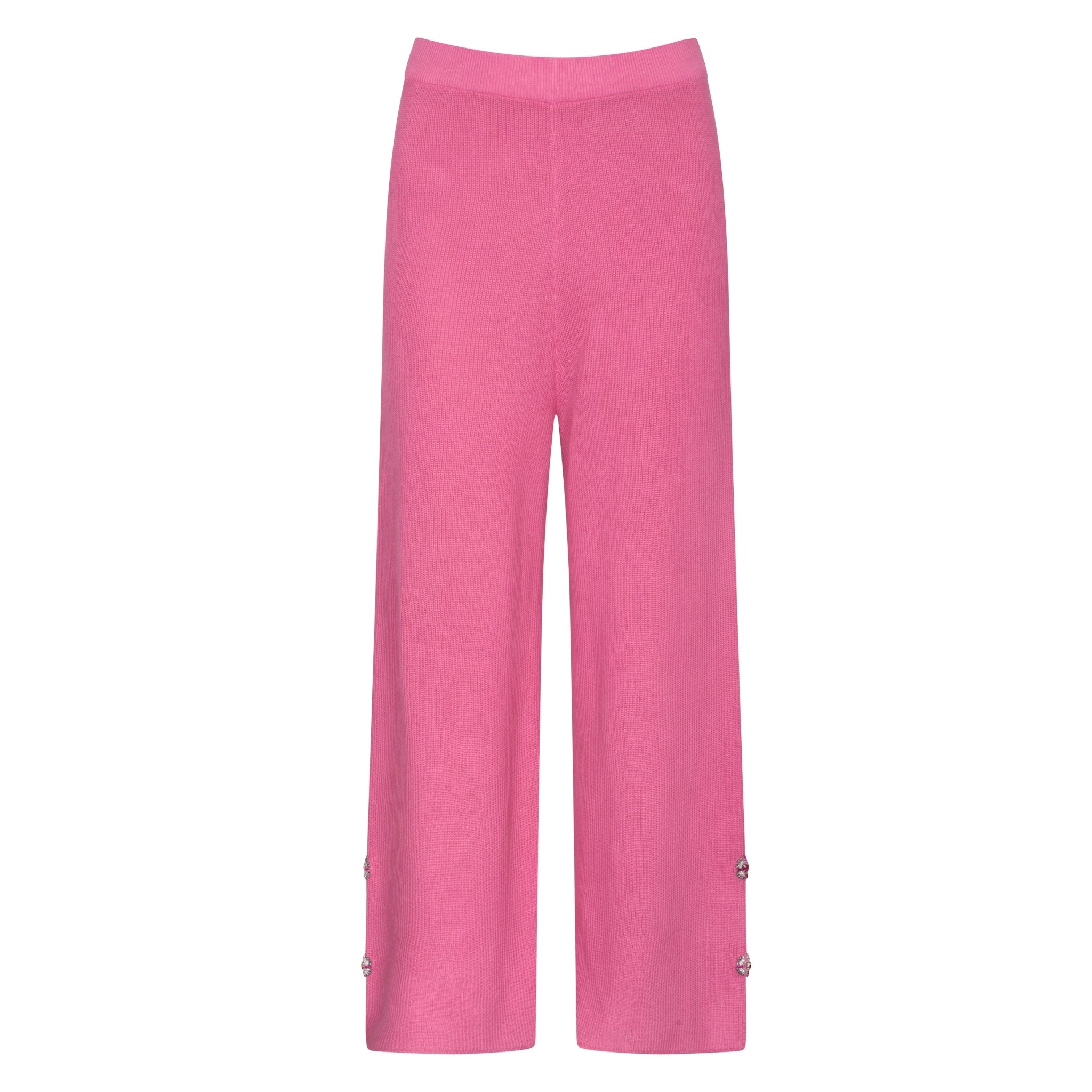 Wide Leg Embellished Pants in Magenta