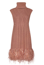 Load image into Gallery viewer, Feather Trimmed Dress in Mocha
