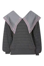 Load image into Gallery viewer, Embellished Peter Pan Collared Sweater in Steel
