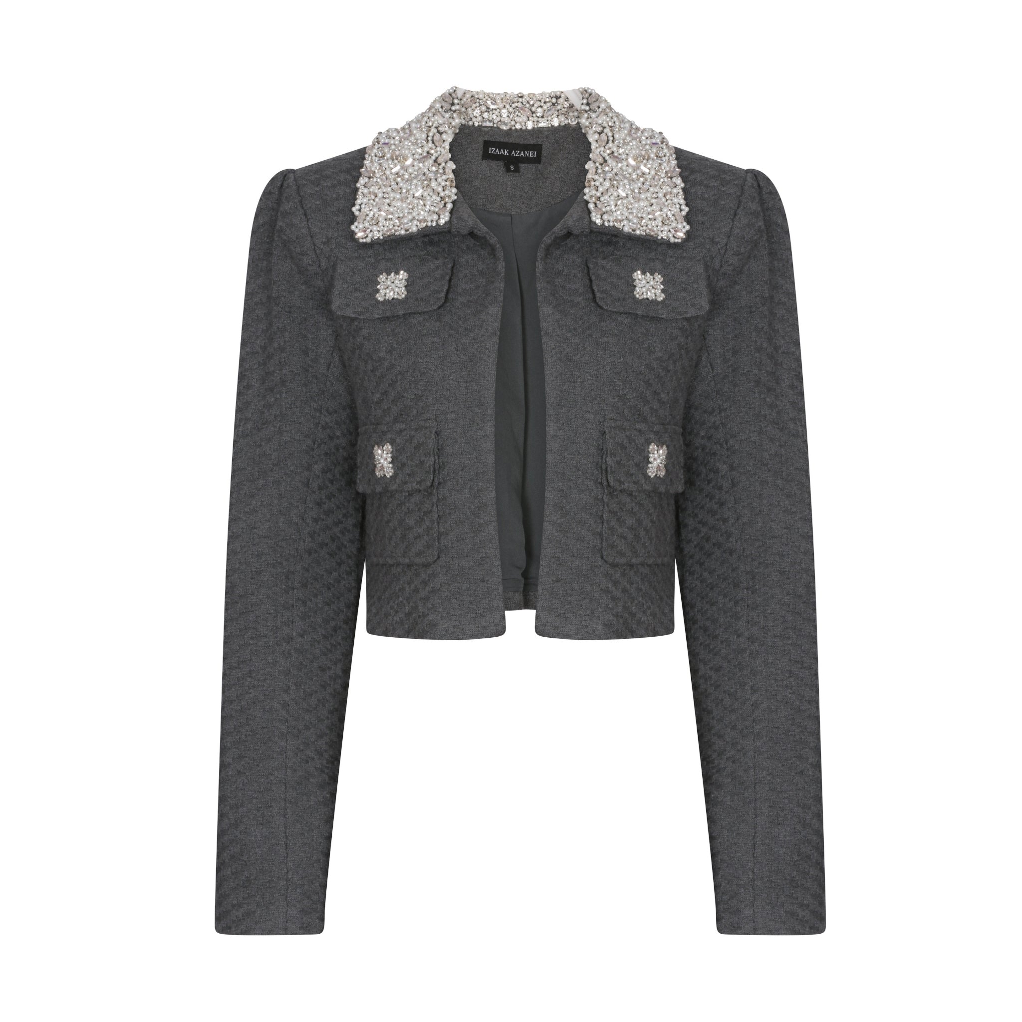 Crystal Embellished Jacket in Steel