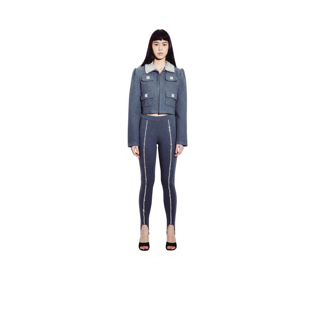 Crystal Embellished Jacket in Steel