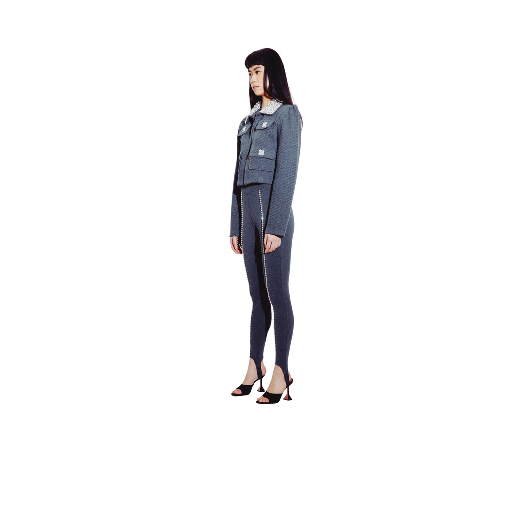 Crystal Embellished Jacket in Steel