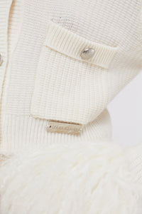 Cropped Shearing Cuff Cardigan in Cloud