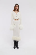 Load image into Gallery viewer, Shearling Trim Midi Skirt in Cloud
