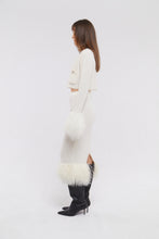 Load image into Gallery viewer, Shearling Trim Midi Skirt in Cloud
