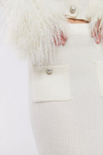 Load image into Gallery viewer, Shearling Trim Midi Skirt in Cloud
