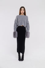 Load image into Gallery viewer, Faux Cuff Sweater with Plait Detail in Mist
