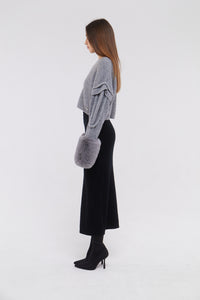 Faux Cuff Sweater with Plait Detail in Mist