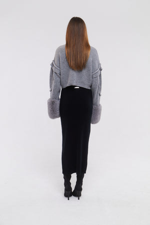 Faux Cuff Sweater with Plait Detail in Mist