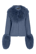 Load image into Gallery viewer, Jacket with Shearling Collar and Cuffs in Yale Blue
