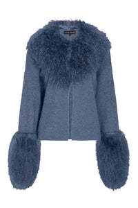 Jacket with Shearling Collar and Cuffs in Yale Blue