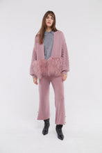 Load image into Gallery viewer, Cable Knit Jacket with Shearling Trim in Blush
