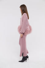 Load image into Gallery viewer, Cable Knit Jacket with Shearling Trim in Blush
