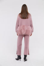 Load image into Gallery viewer, Cable Knit Jacket with Shearling Trim in Blush
