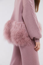 Load image into Gallery viewer, Cable Knit Jacket with Shearling Trim in Blush
