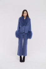 Load image into Gallery viewer, Jacket with Shearling Collar and Cuffs in Yale Blue
