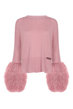 Load image into Gallery viewer, Round Neck Sweater with Shearling Cuff in Blush
