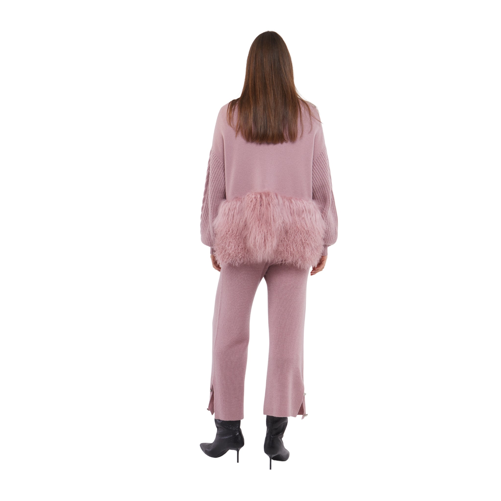 Cropped Pants with Button Detail in Blush