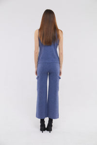 Cargo Pants with Button Detail in Yale Blue