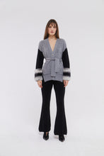 Load image into Gallery viewer, Tie Detail Cuff Cardigan in Mist and Black
