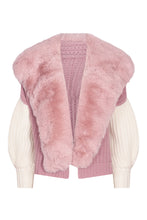 Load image into Gallery viewer, Dual Tone Faux Collar Cardigan in Blush and Cloud
