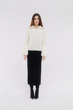 Load image into Gallery viewer, Zip Up Faux Cuff Sweater in Cloud
