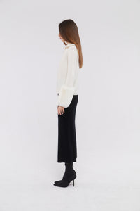 Zip Up Faux Cuff Sweater in Cloud