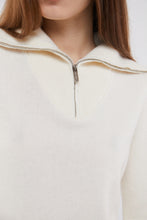 Load image into Gallery viewer, Zip Up Faux Cuff Sweater in Cloud
