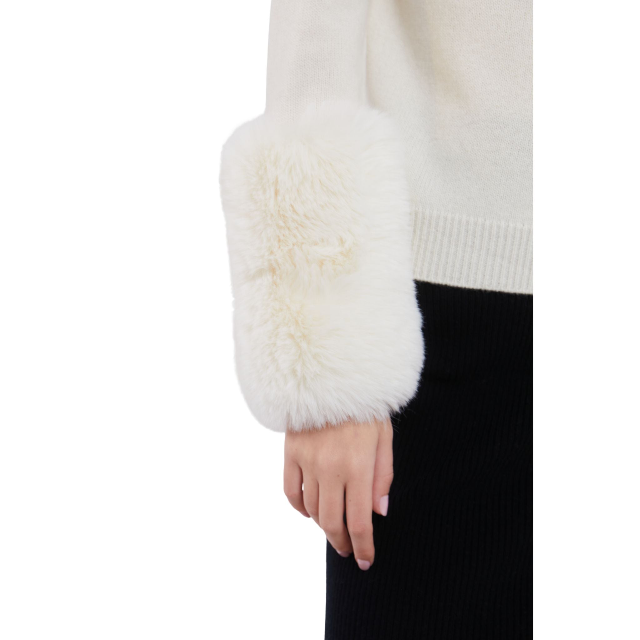 Zip Up Faux Cuff Sweater in Cloud