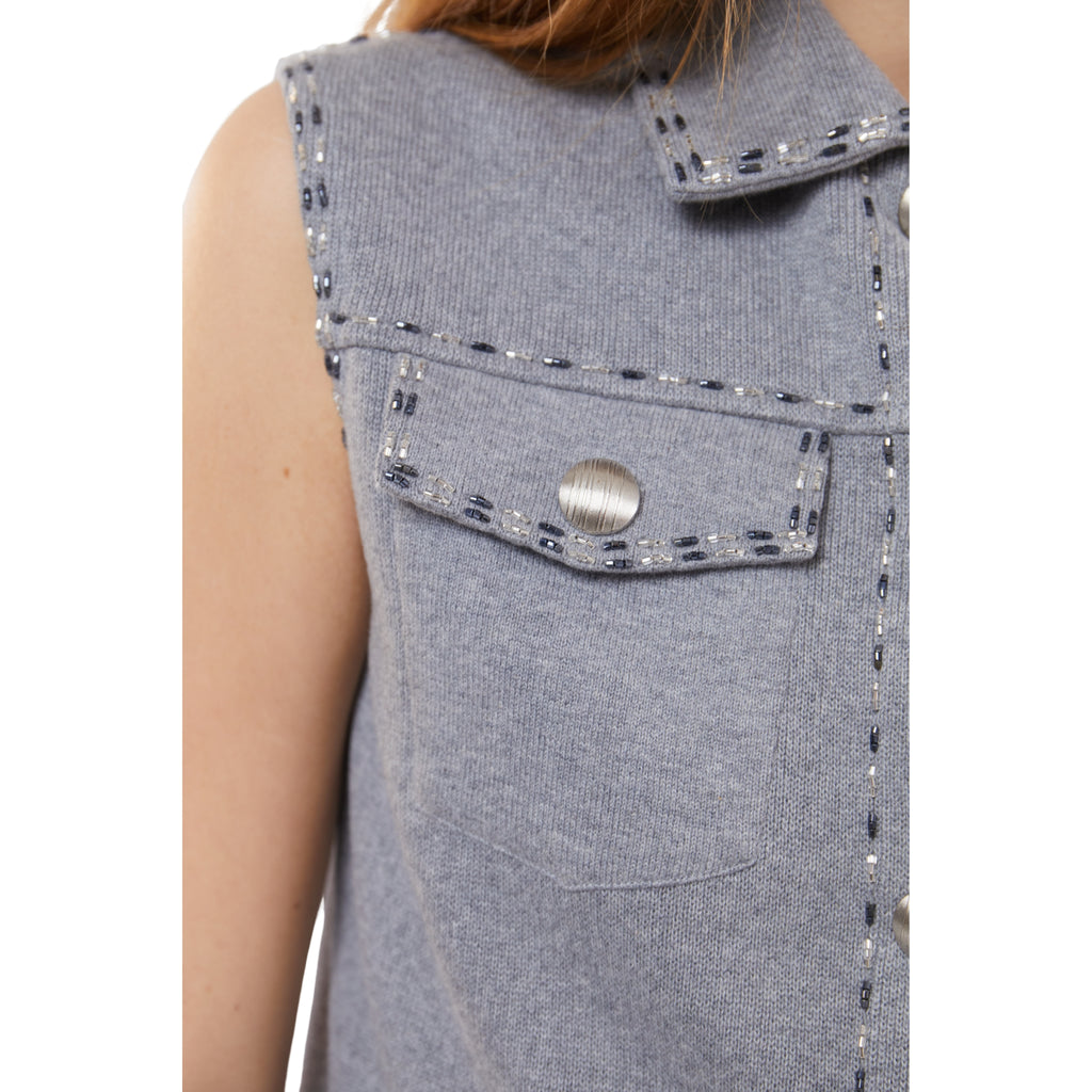 Embellished Waistcoat in Stone