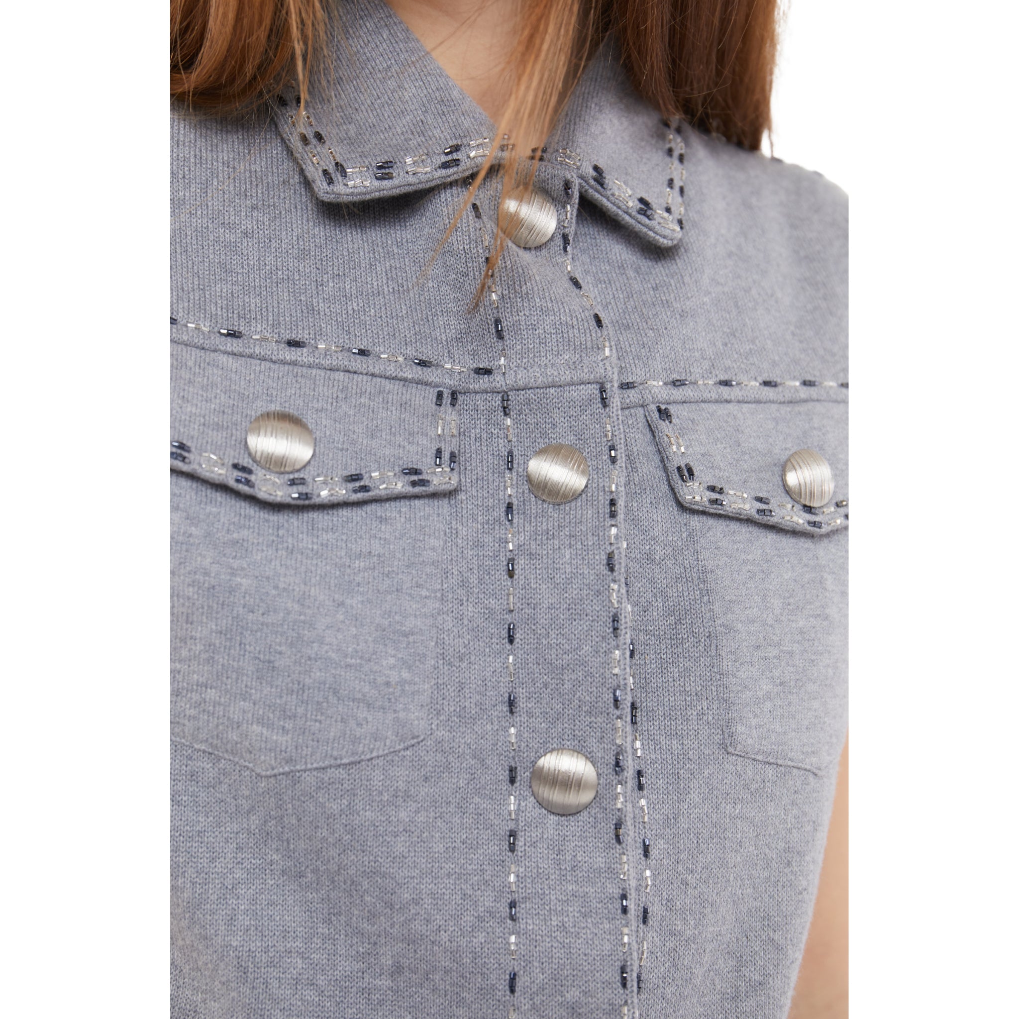 Embellished Waistcoat in Stone