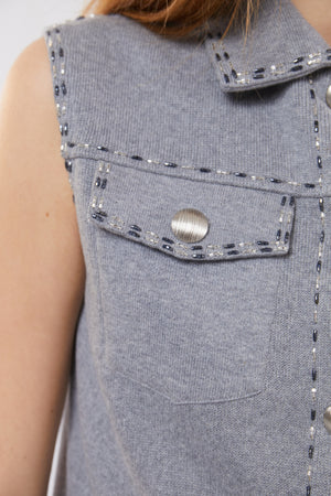 Embellished Waistcoat in Stone