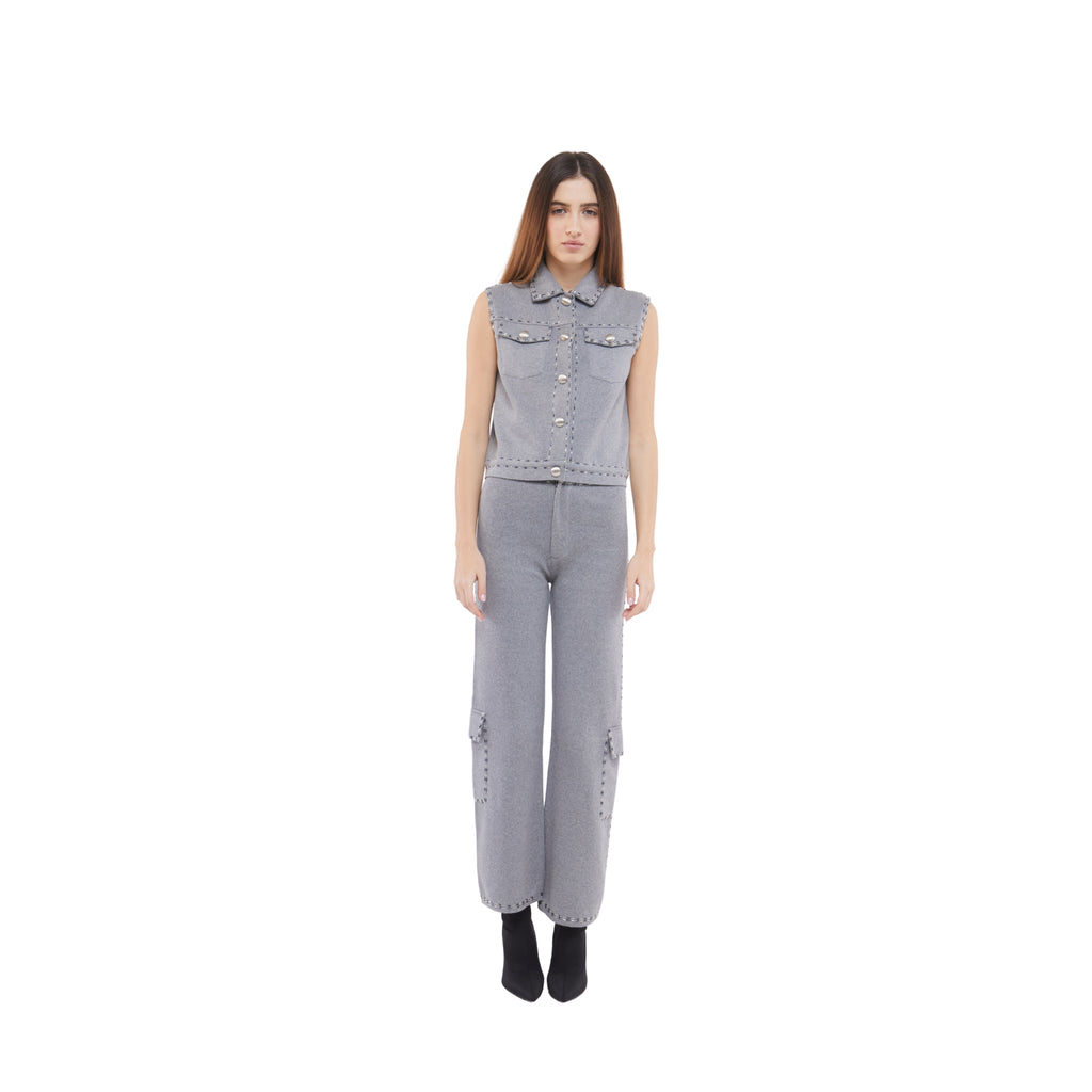 Embellished Waistcoat in Stone