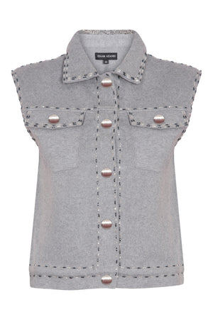 Embellished Waistcoat in Stone