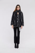 Load image into Gallery viewer, Embellished Jacket with Scarf in Monochrome
