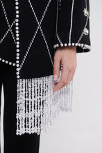 Load image into Gallery viewer, Embellished Jacket with Scarf in Monochrome
