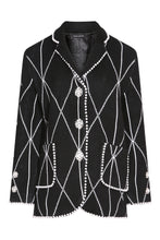 Load image into Gallery viewer, Embellished Jacket with Scarf in Monochrome
