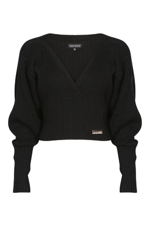 Ribbed Voluminous Sweater in Black