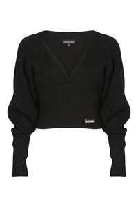 Ribbed Voluminous Sweater in Black