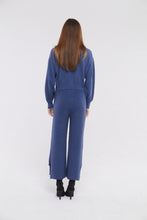 Load image into Gallery viewer, Contrast Collar Cardigan in Denim Blue and Moonstone
