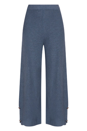 Cropped Culottes with Button Detail in Denim Blue