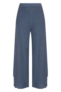 Cropped Culottes with Button Detail in Denim Blue