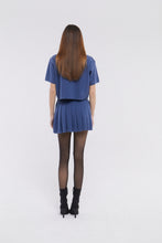 Load image into Gallery viewer, Short Sleeve Cardigan with Horsebit Detail in Denim Blue
