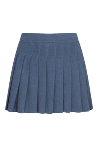 Pleated Mini Skirt in Denim Blue