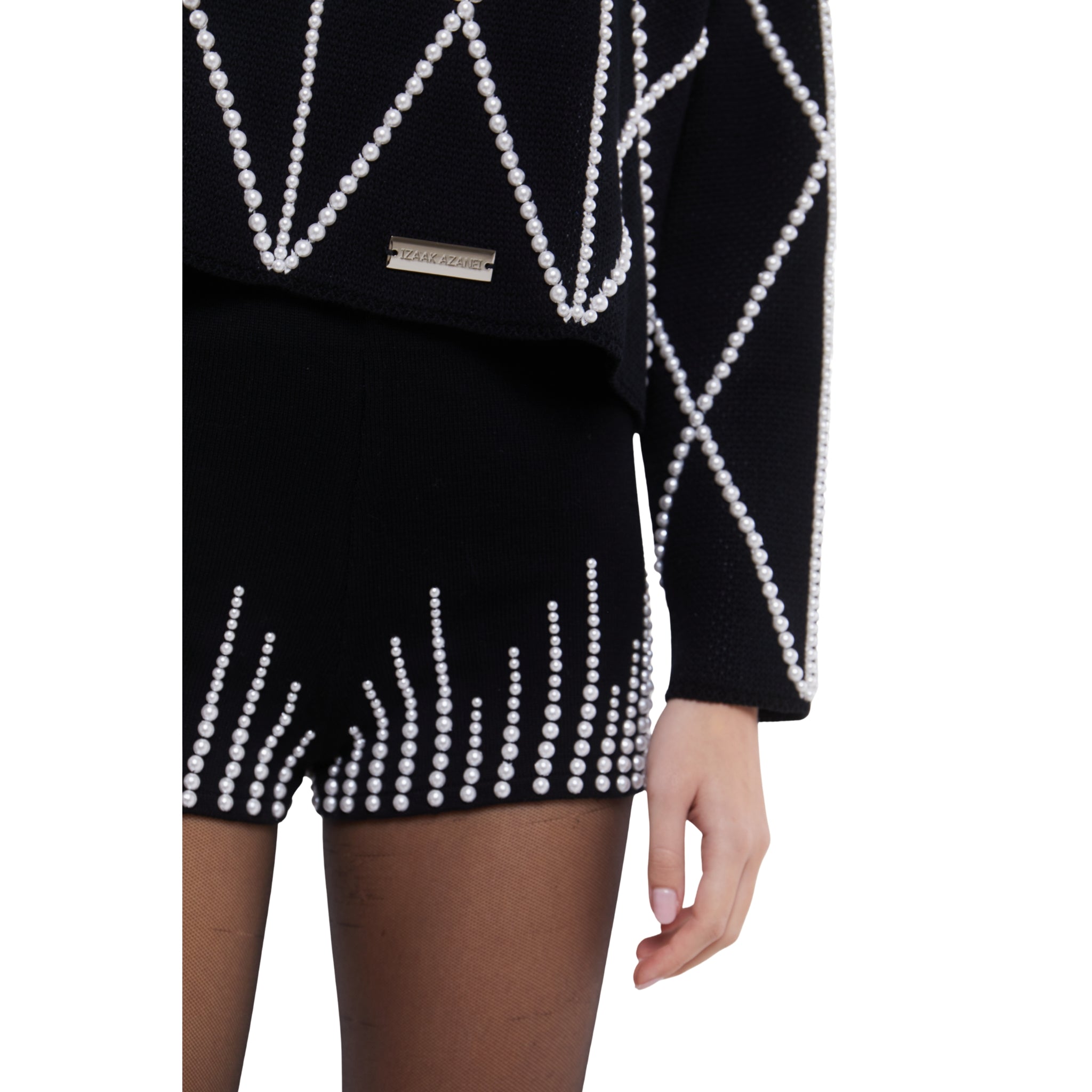 Embellished High Neck Sweater in Monochrome